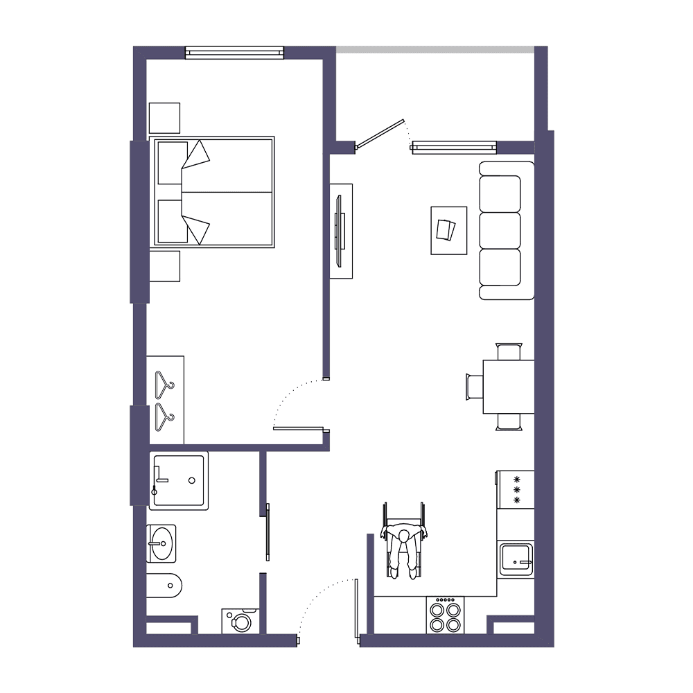 1-room, 55.1 m²