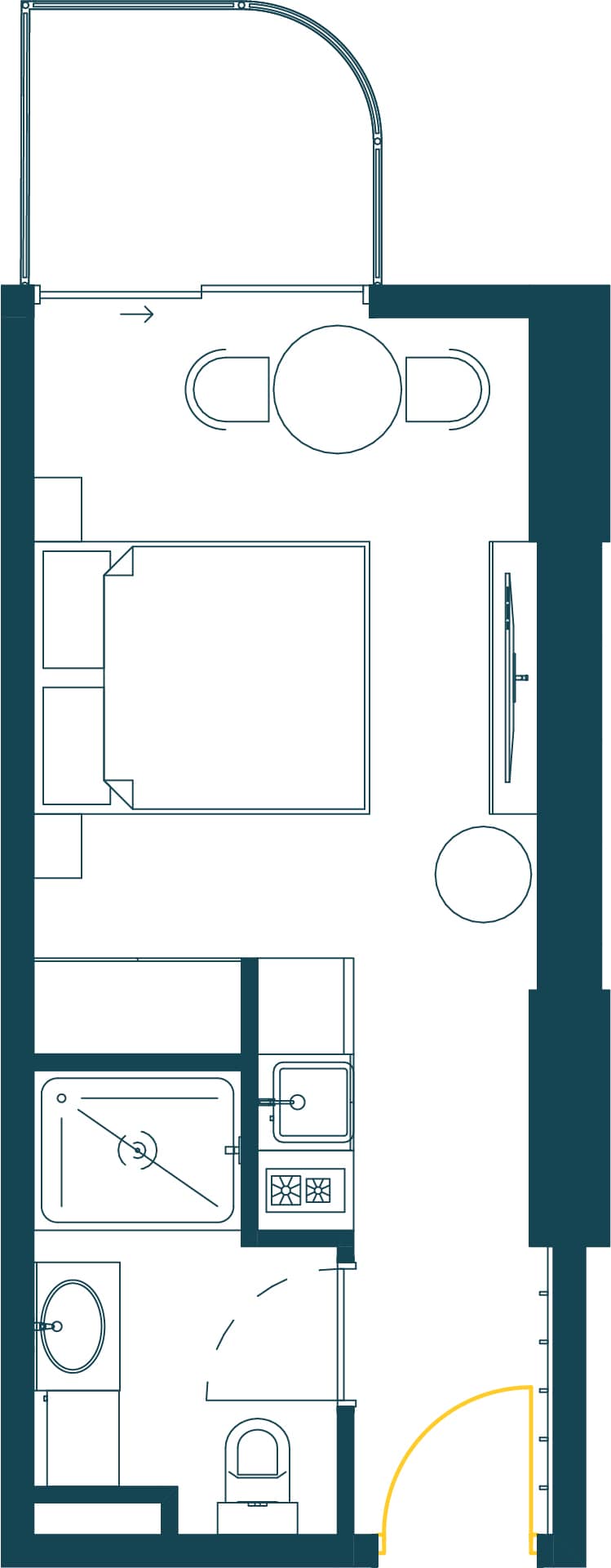 单间, 28.8 m²