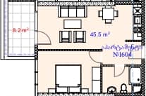 1-комн., 53.7 м²