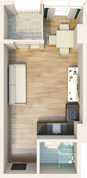 单间, 34.8 m²