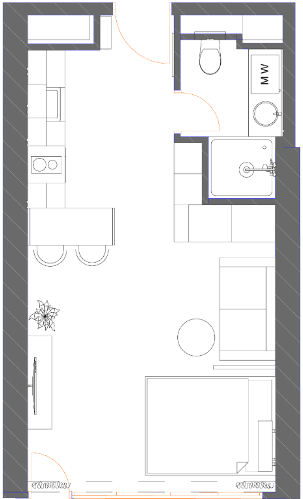 Studio, 39.7 m²
