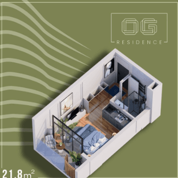 Студия, 21.8 м²