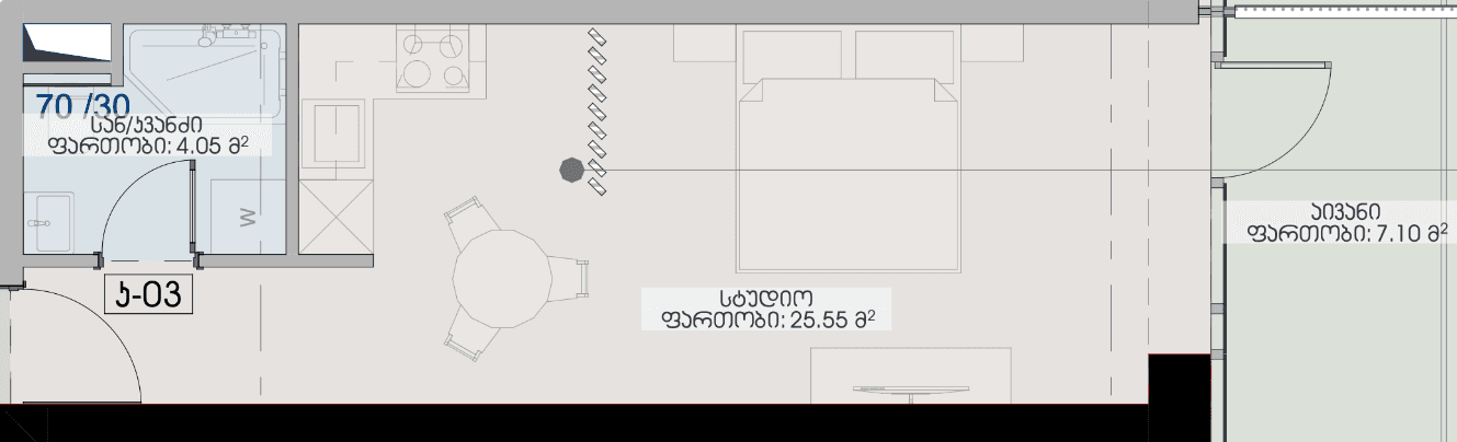 Studio, 36.7 m²