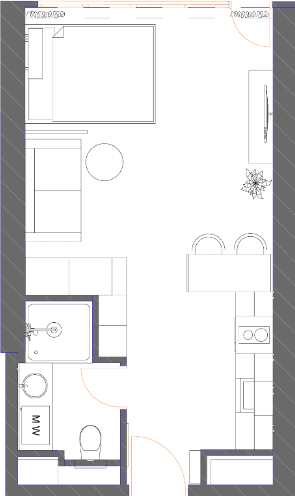 Студия, 34.9 м²