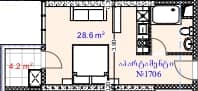 სტუდიო, 32.8 მ²