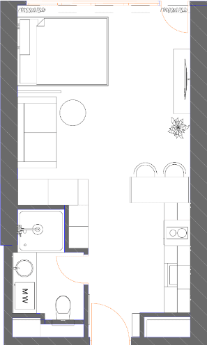 Студия, 34.9 м²
