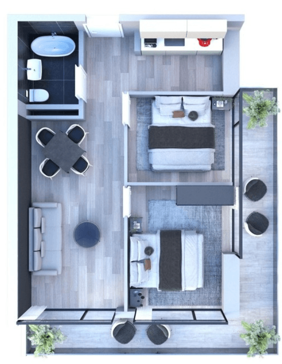 三居室, 75.3 m²