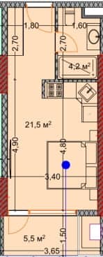 Студия, 31.3 м²