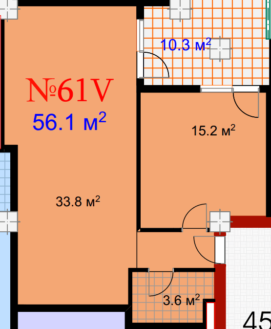 1-комн., 66.4 м²