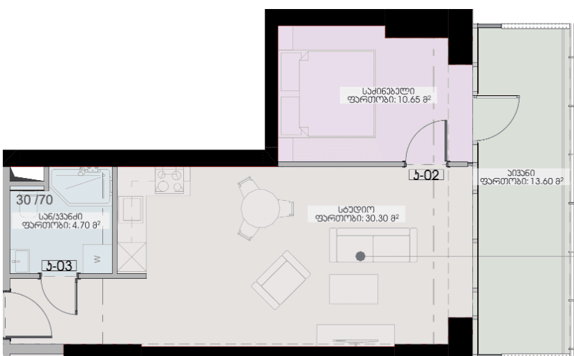 1-комн., 59.3 м²