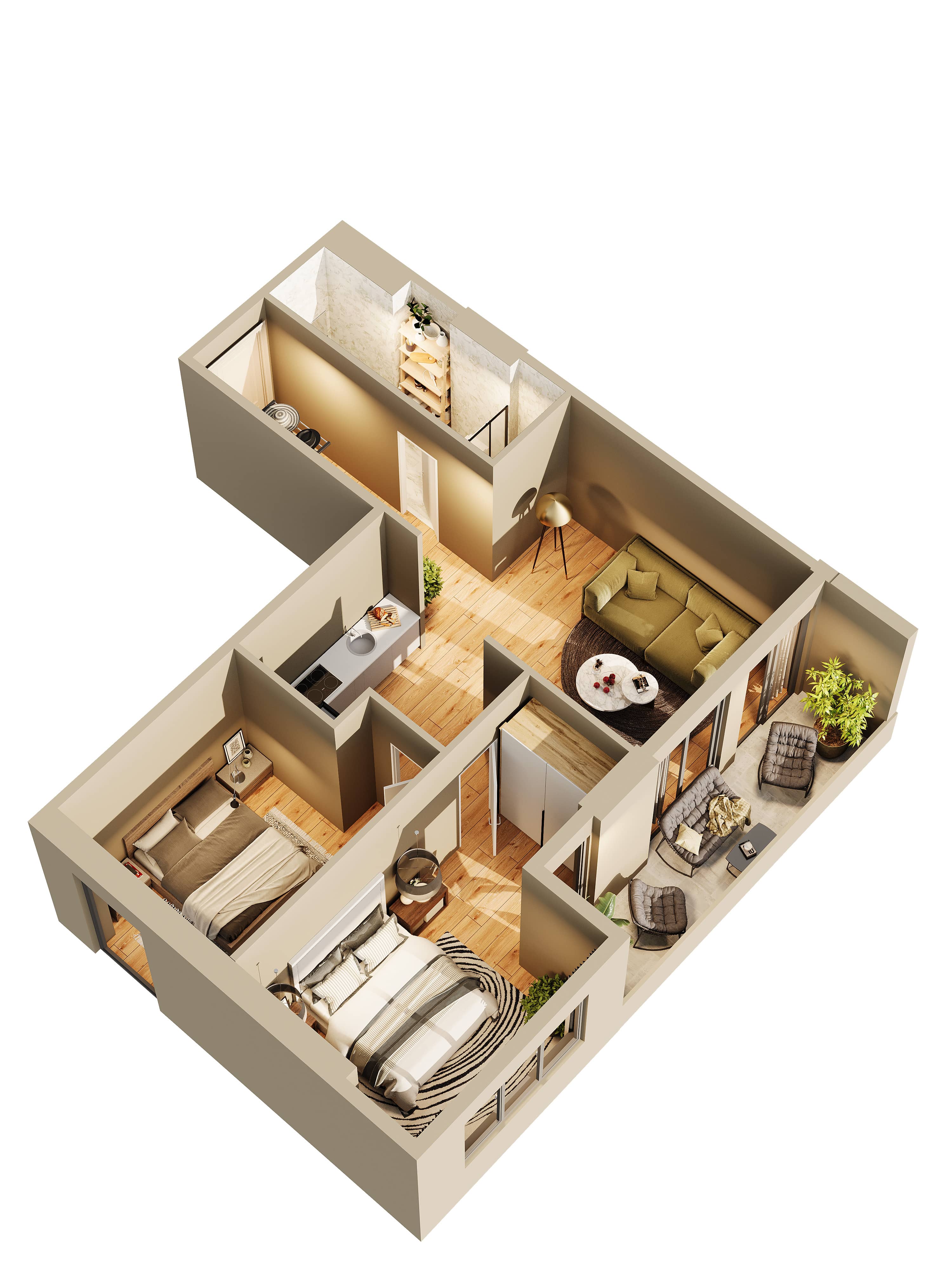 3-room, 80 m²