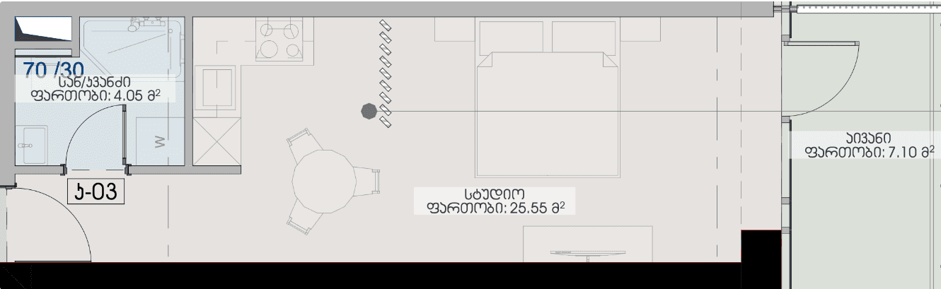 Studio, 36.7 m²