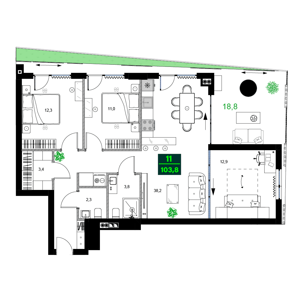 4-комн., 103.8 м²