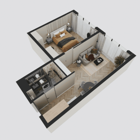 两居室, 53.8 m²