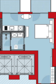 1-room, 43.3 m²