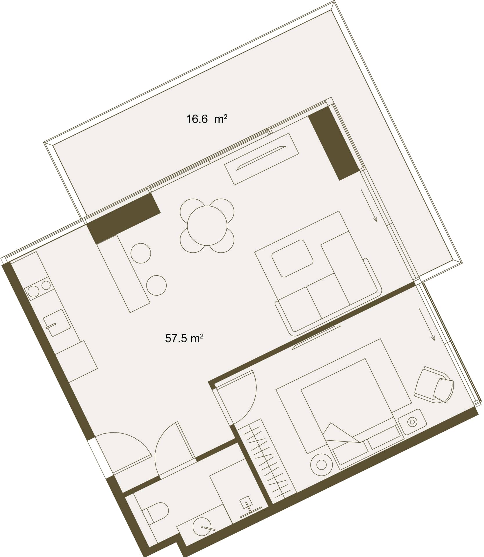 1-комн., 74.3 м²