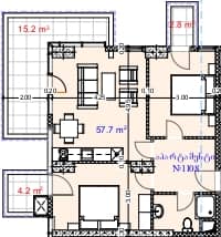 两居室, 79.9 m²