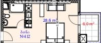 Студия, 34.6 м²
