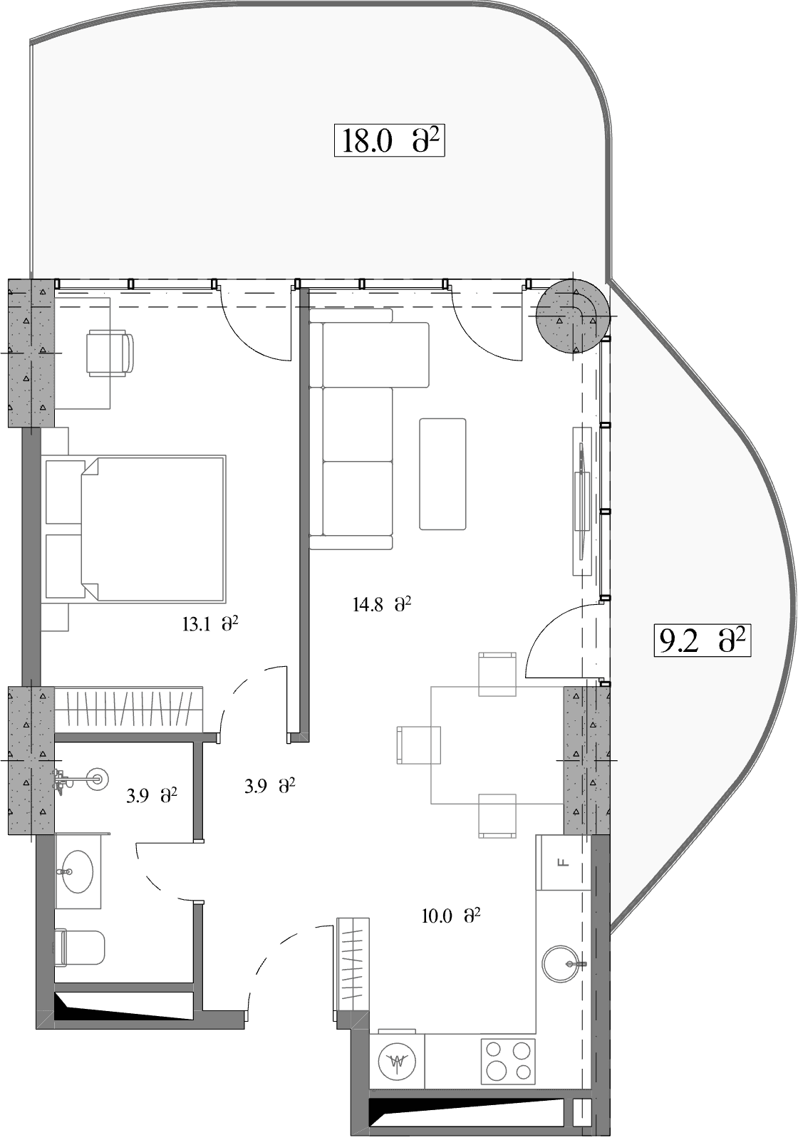 1-room, 73.8 m²