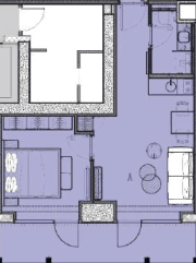 一居室, 50.1 m²