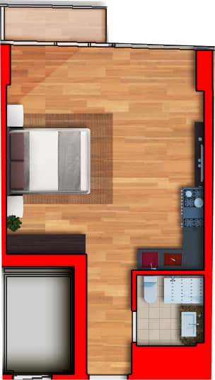 Студия, 35.3 м²