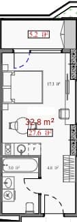 Studio, 32.8 m²