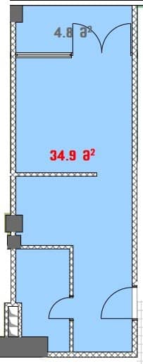 סטודיו, 34.9 מ״ר