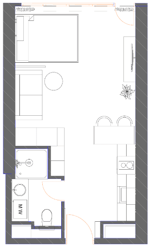 Студия, 34.9 м²