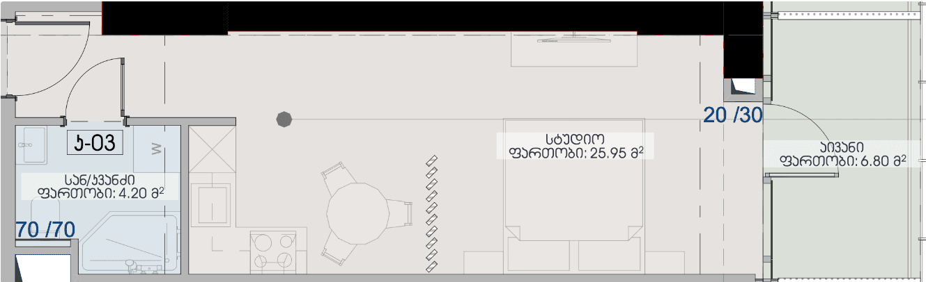 Студия, 37 м²