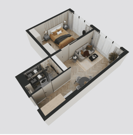 两居室, 53.8 m²