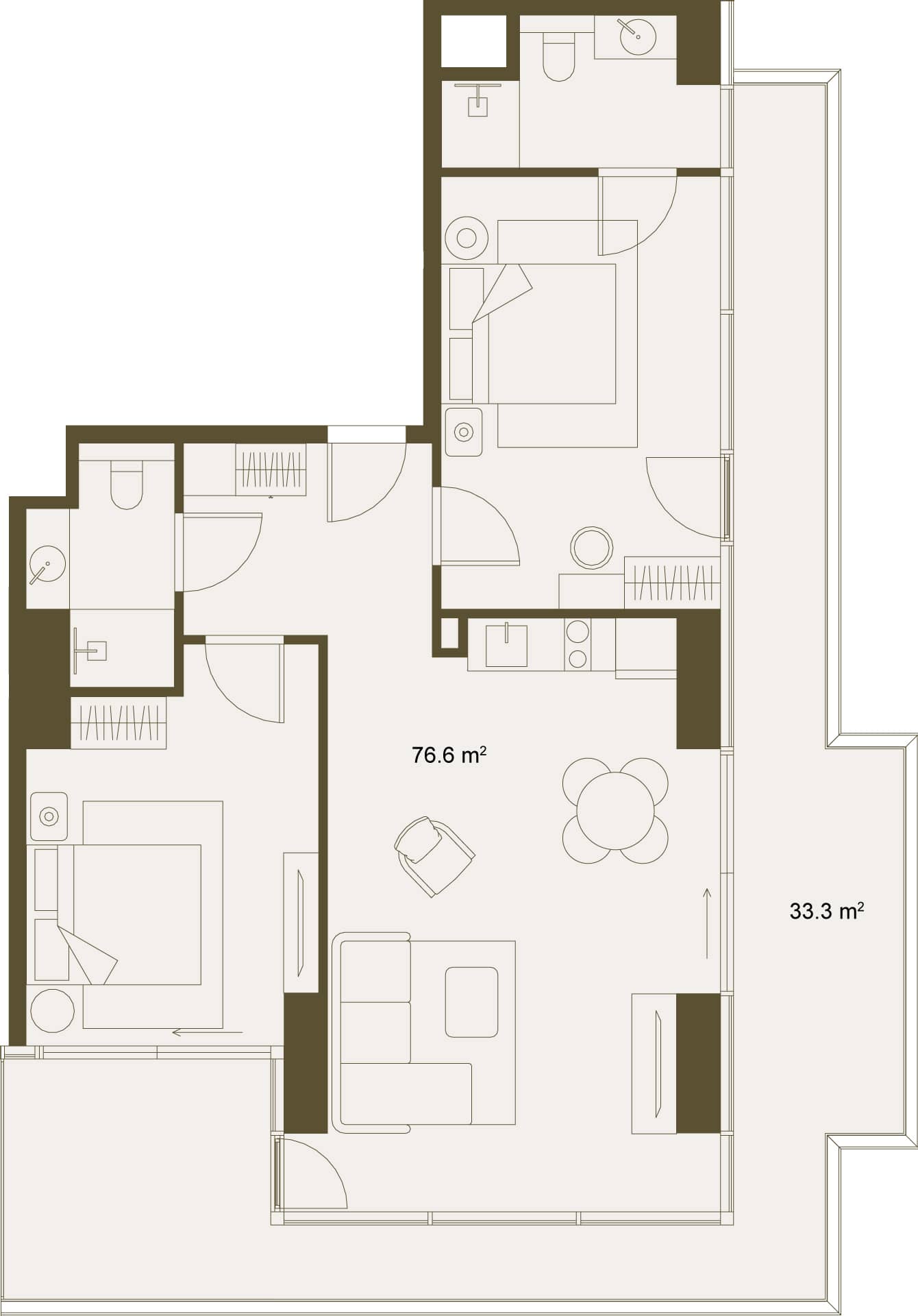 2-room, 109.9 m²