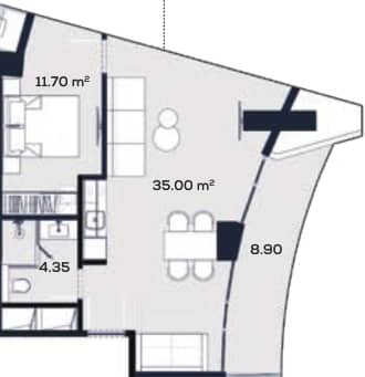 1-комн., 60 м²