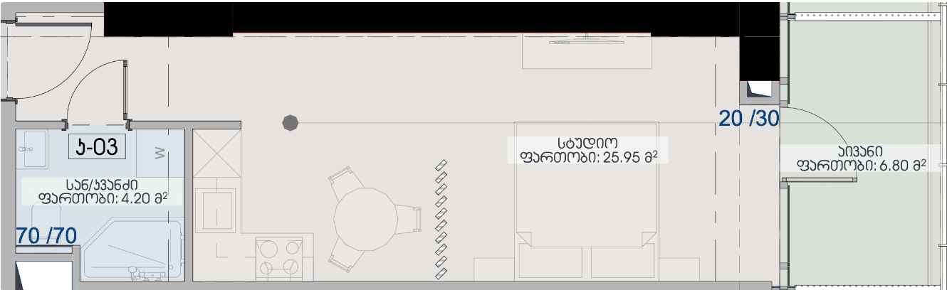 单间, 37 m²