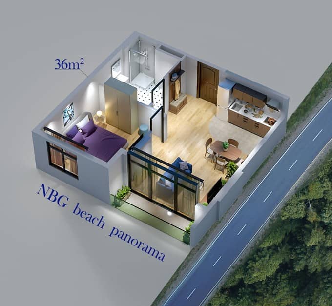 2-ოთახიანი, 36 მ²