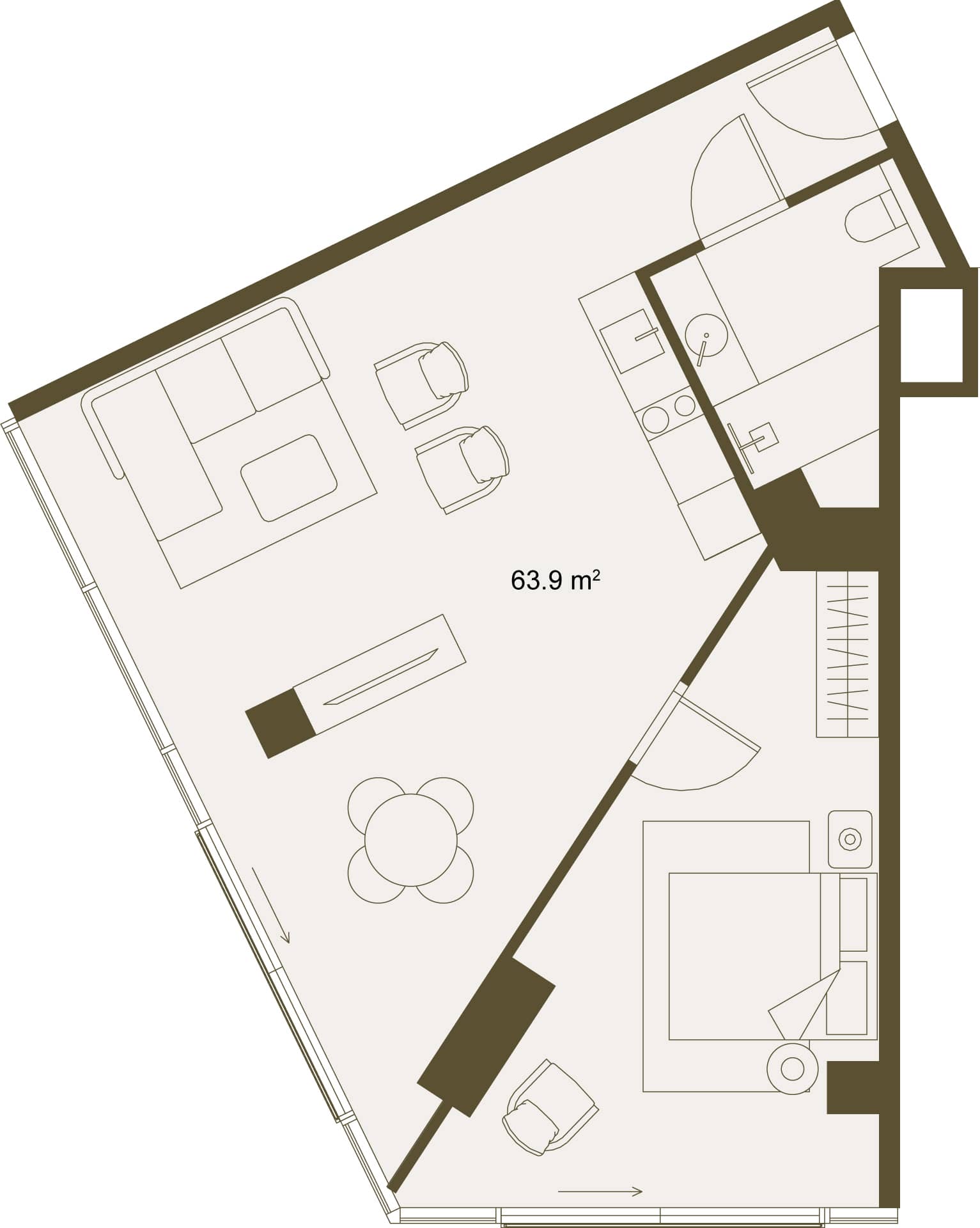 1-комн., 62.6 м²
