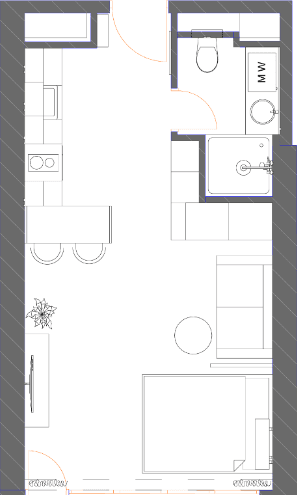 Studio, 34.9 m²