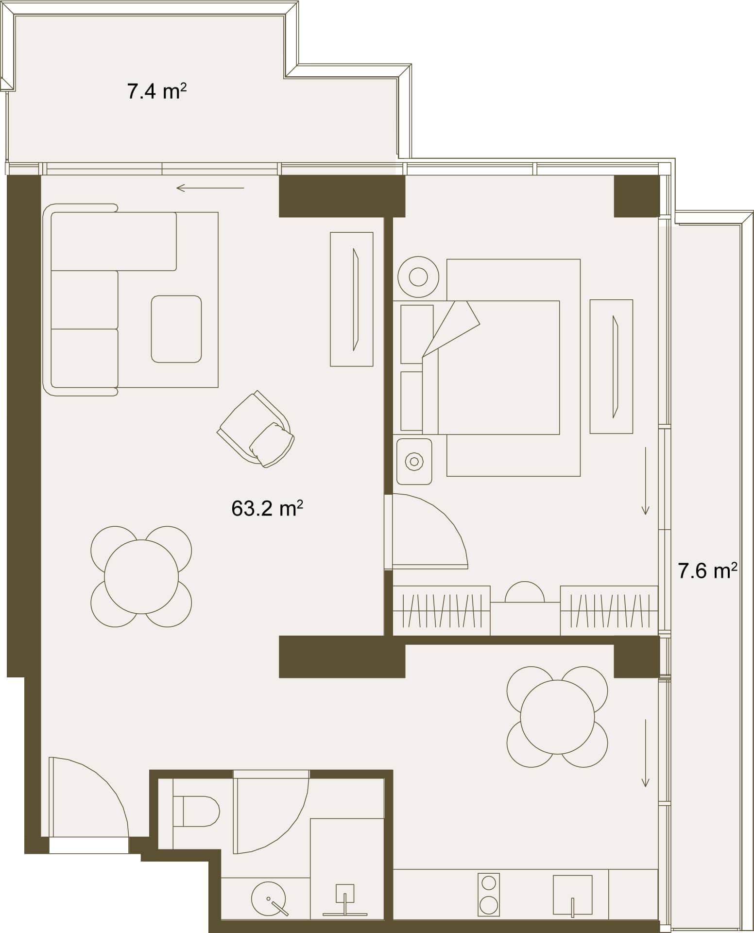 1-комн., 75.7 м²