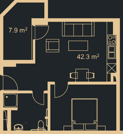 1-комн., 48.8 м²