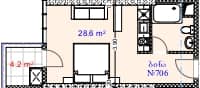 Studio, 32.8 m²