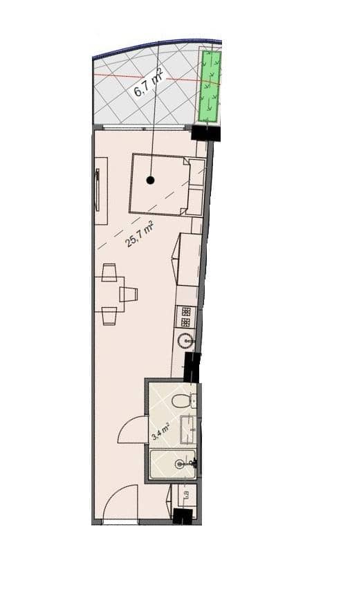 Studio, 35.8 m²