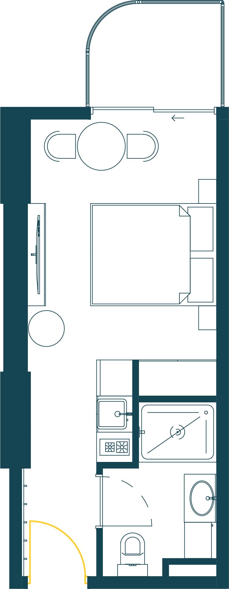 单间, 28.8 m²