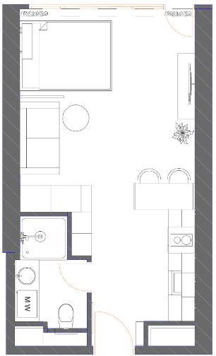 Studio, 34.9 m²