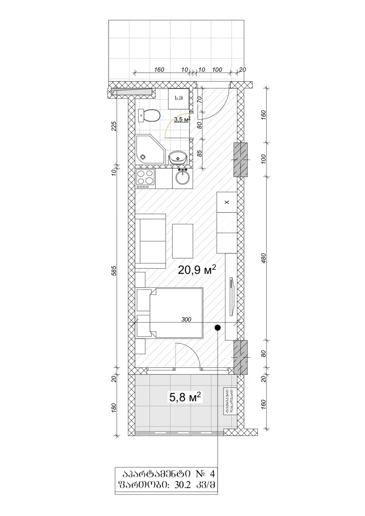 Studio, 30.2 m²