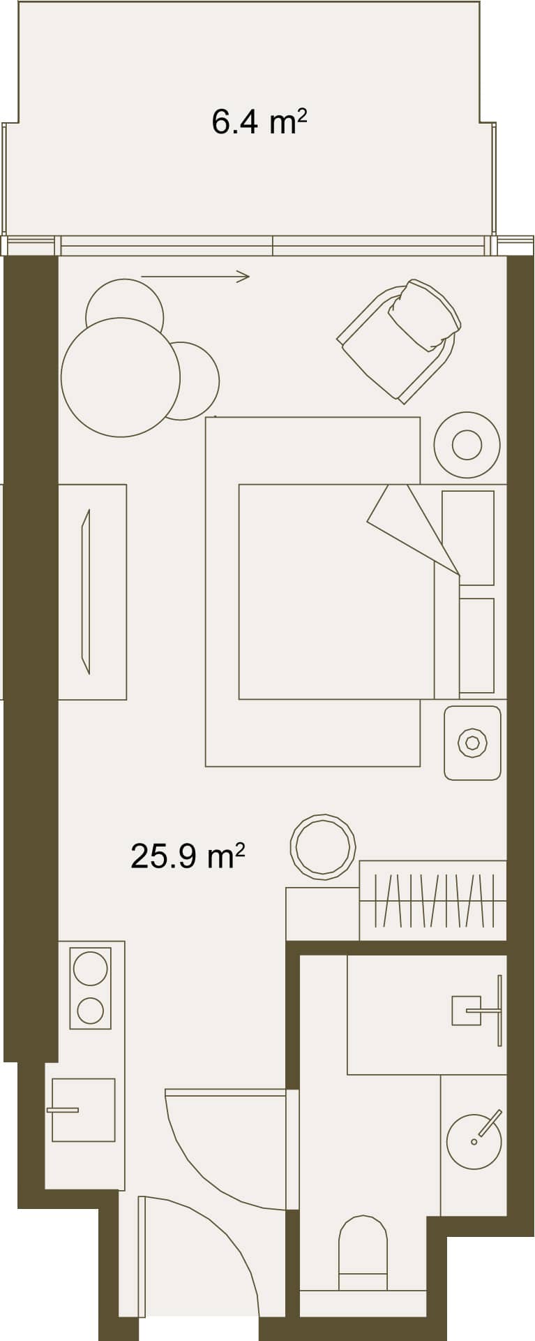 Студия, 32.4 м²