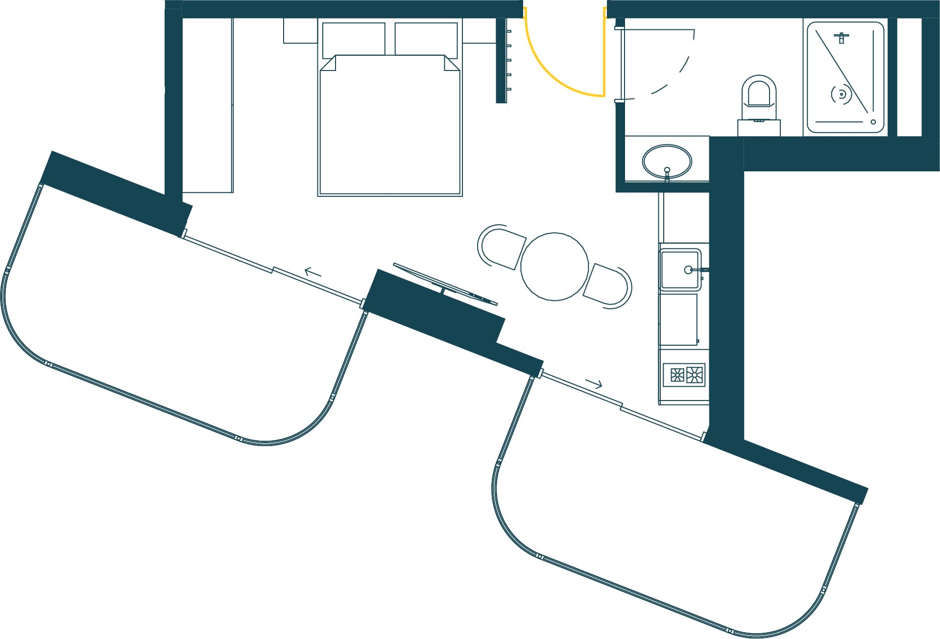 单间, 41.8 m²