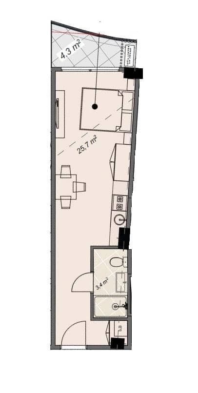 Studio, 33.4 m²