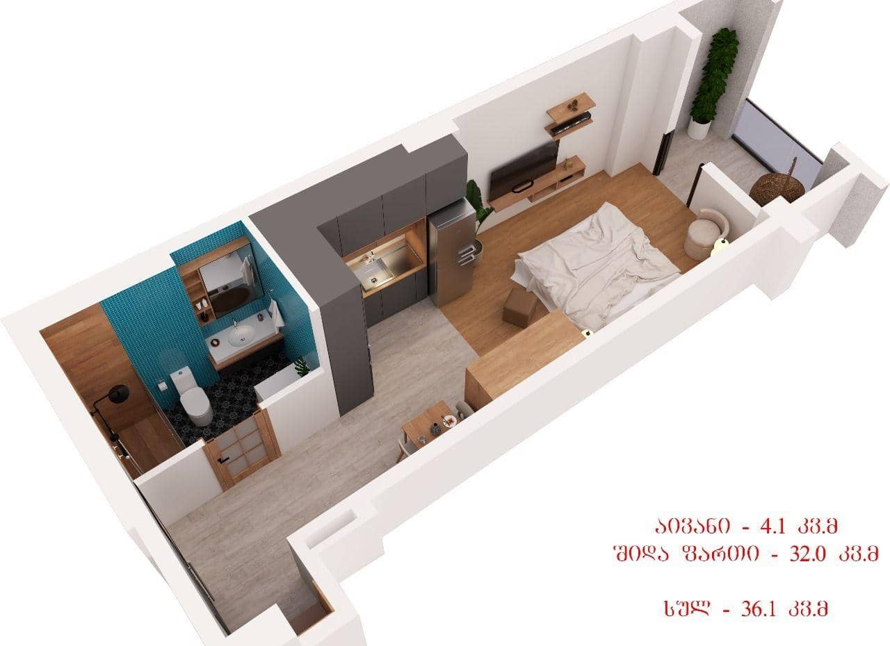 Studio, 36.1 m²
