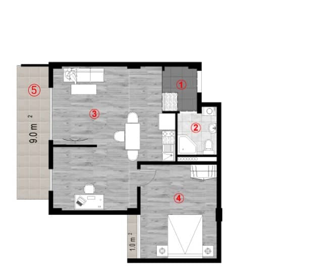 1-комн., 64.4 м²