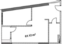 一居室, 61.1 m²