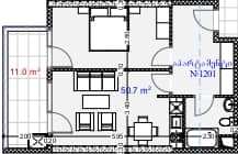1-комн., 61.7 м²